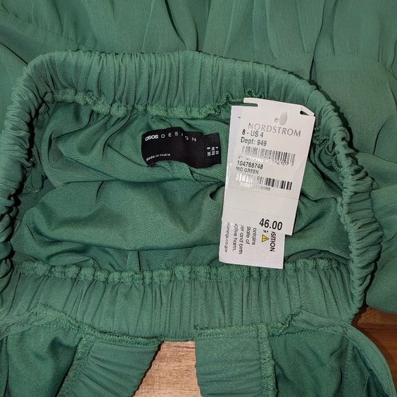 NWT ASOS DESIGN Green Ruffle Cutout Mini Dress Open Back Size US 4 Tiered Skirt - Picture 11 of 13